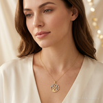 14K w/White Rhodium Diamond-cut Tree of Life Pendant - Model Shot