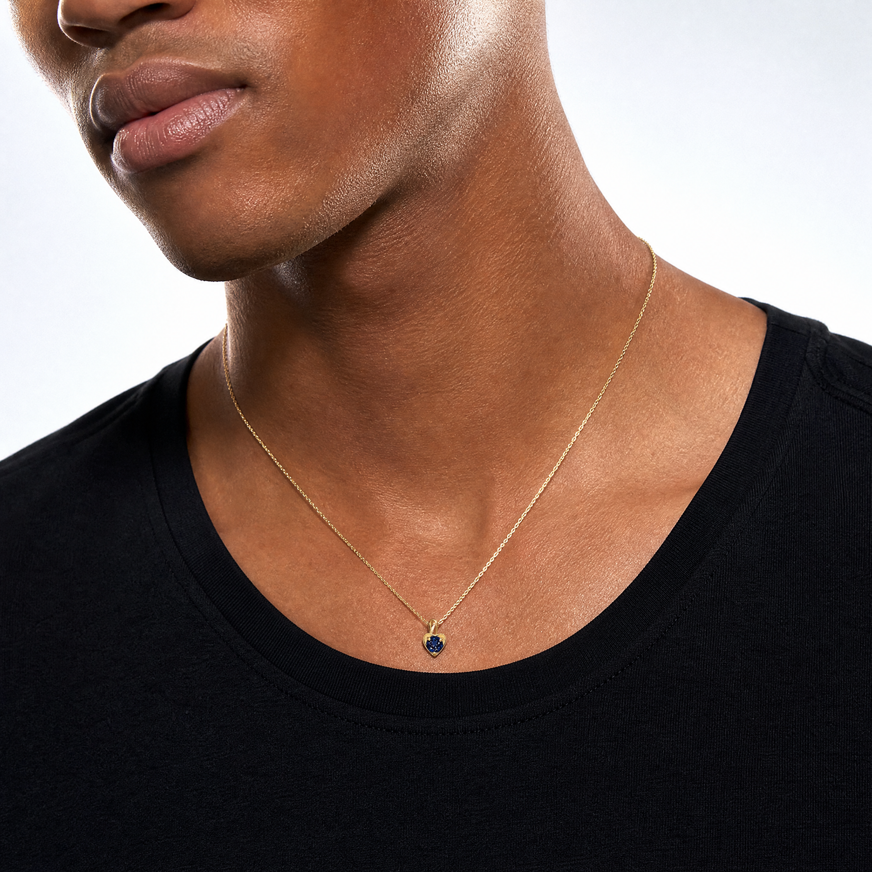 14ky September Synthetic Birthstone Heart Charm - Model Shot