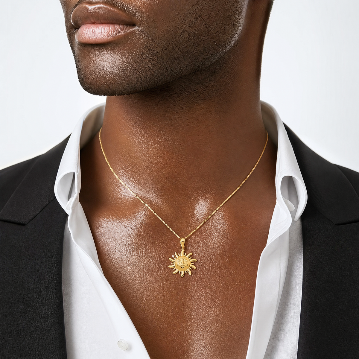 14k Polished Small Sun Charm - Model Shot