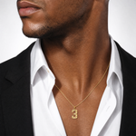 14k Medium Diamond-cut Number 3 Charm - Model Shot