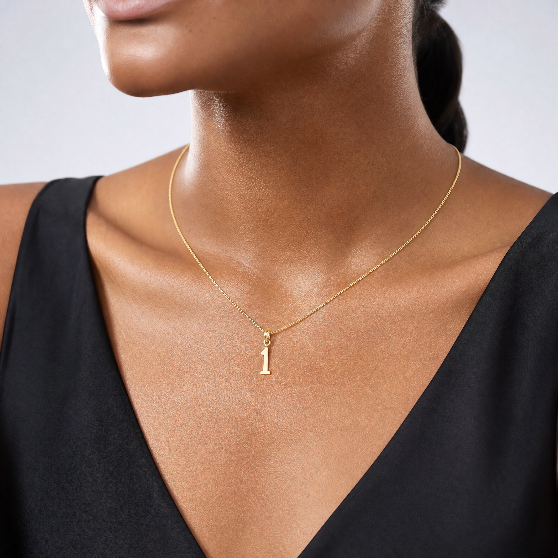 14k Polished Number 1 Pendant - Model Shot
