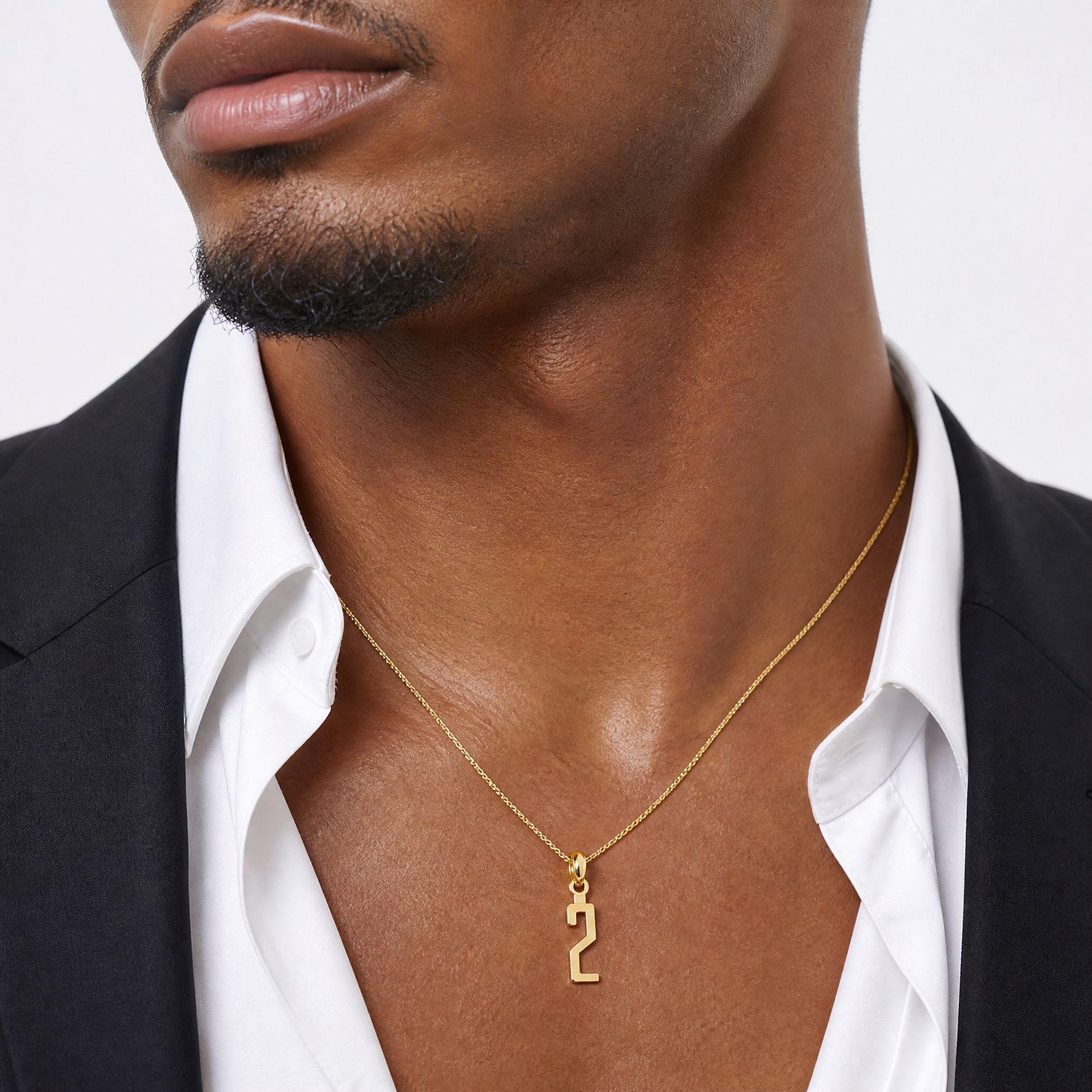 14k Polished Number 2 Pendant - Model Shot