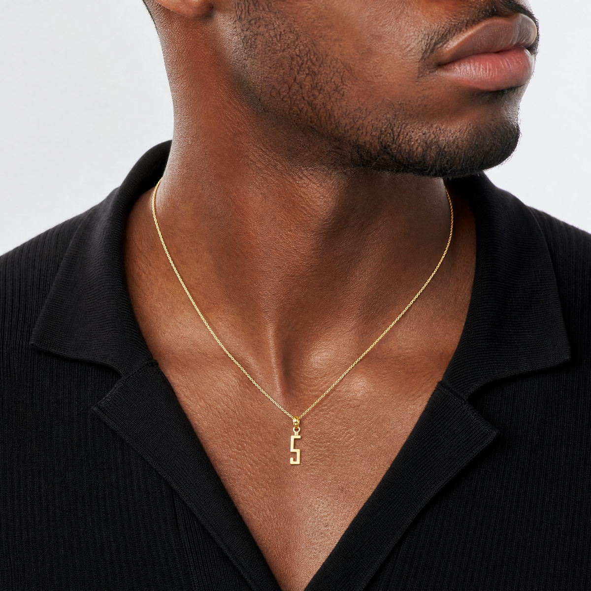 14k Polished Number 5 Pendant - Model Shot