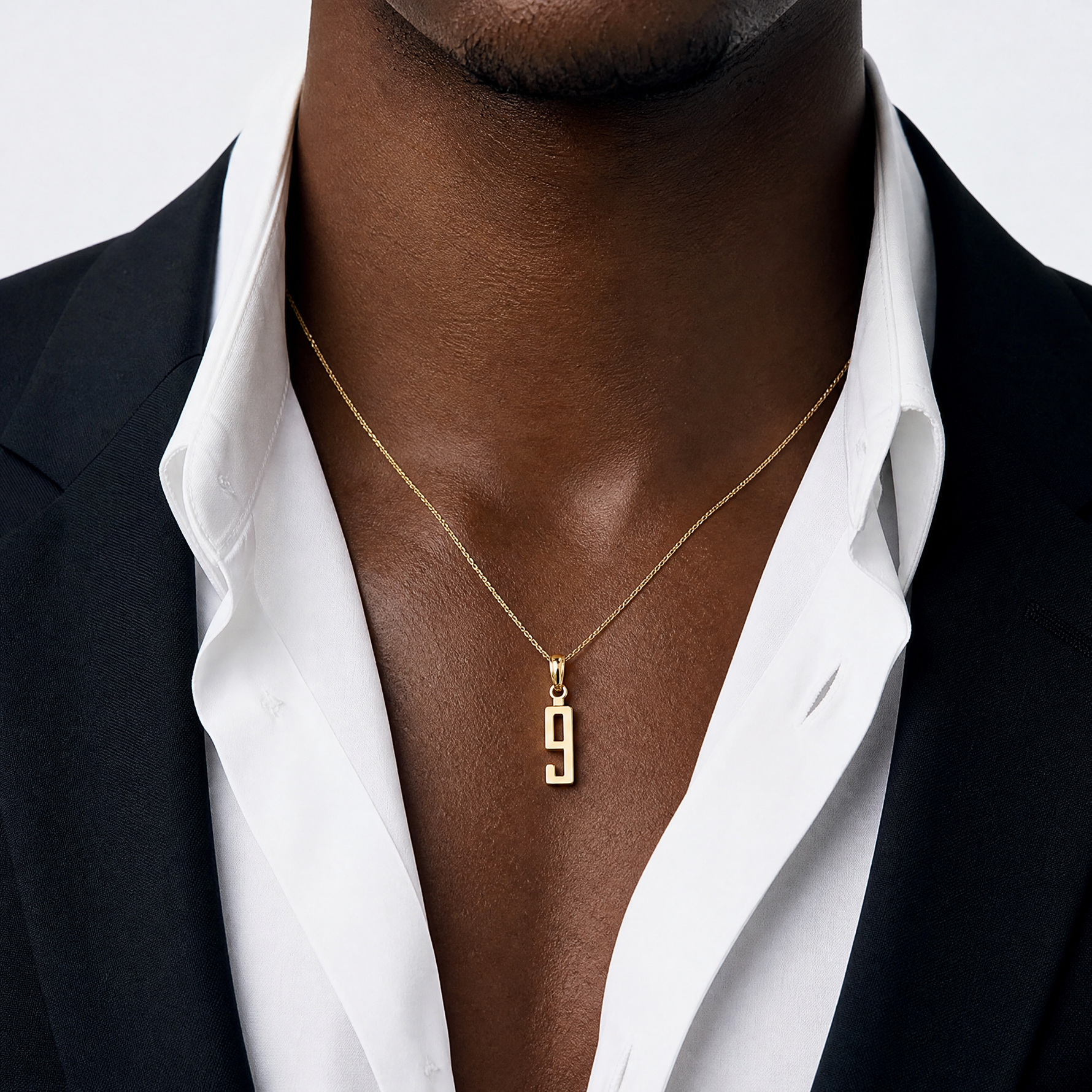 14k Polished Number 9 Pendant - Model Shot