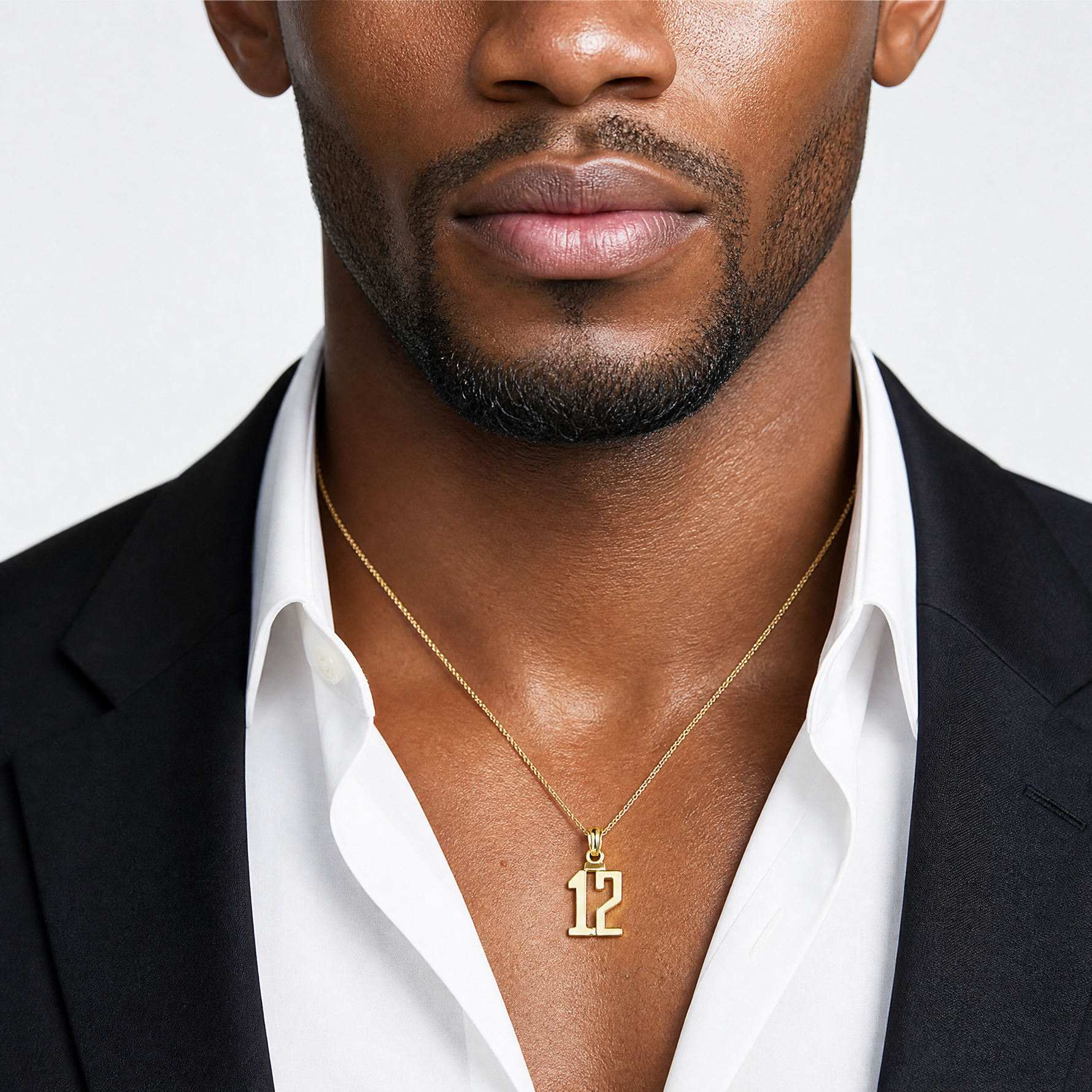 14k Polished Number 12 Pendant - Model Shot