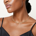 14k 3.7mm Lightweight PavÃ© Flat Cuban Chain - Model Shot