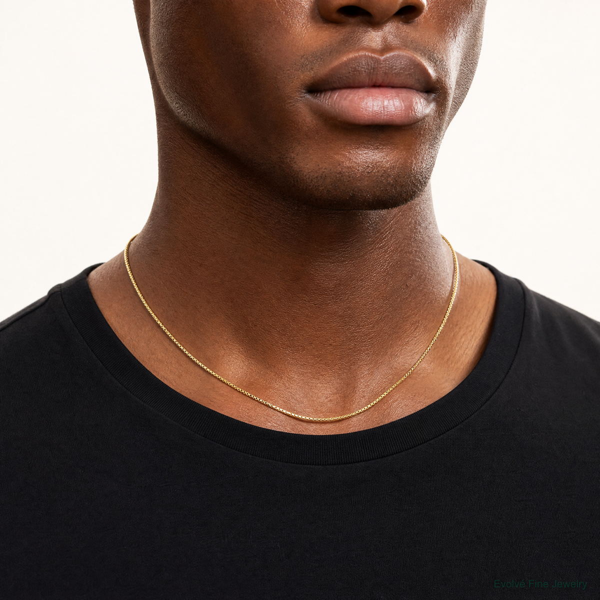 14k .5mm Box with Spring Ring Clasp Chain - Model Shot
