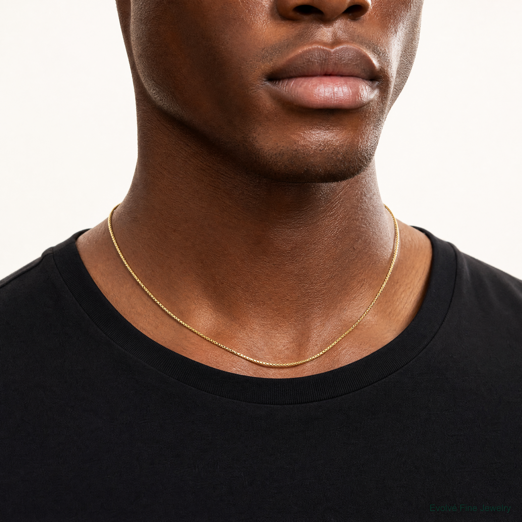14k .5mm Box with Spring Ring Clasp Chain - Model Shot
