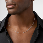 14k White Gold .85mm D/C Spiga with Spring Ring Clasp Chain - Model Shot