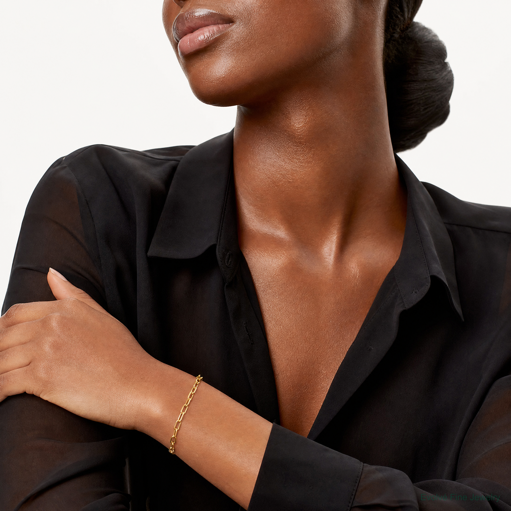 14k 3.0mm Solid Beveled Paperclip Chain - Model Shot