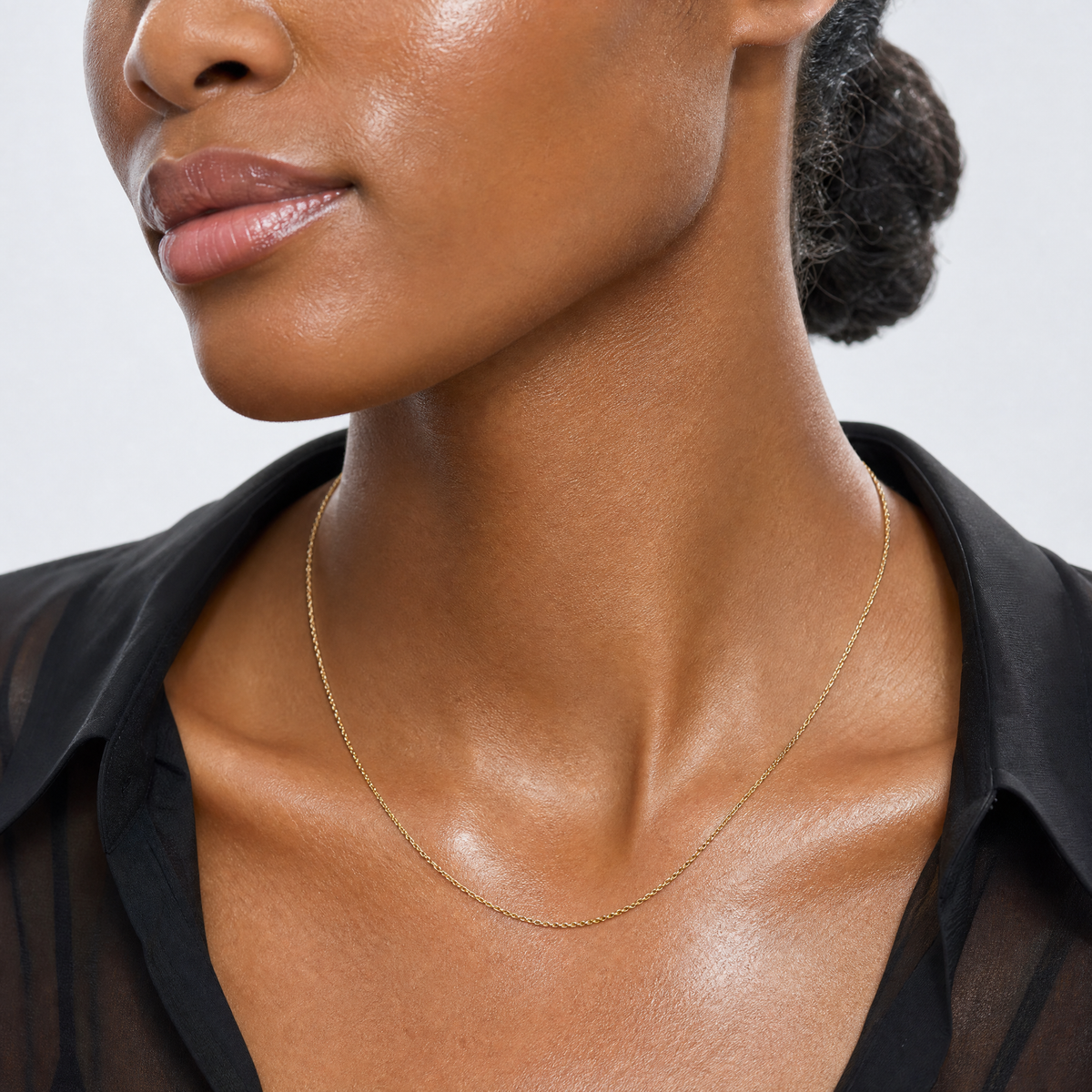 14k .8mm D/C Cable with Lobster Clasp Chain - Model Shot