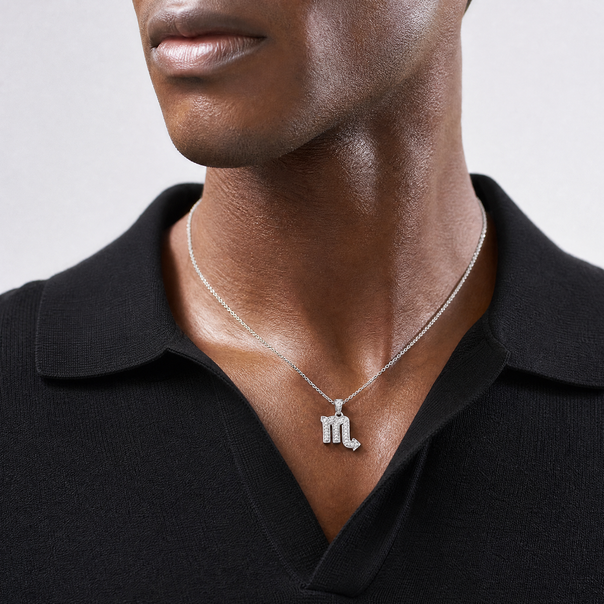 14k White Gold Diamond Scorpio Zodiac Pendant - Model Shot