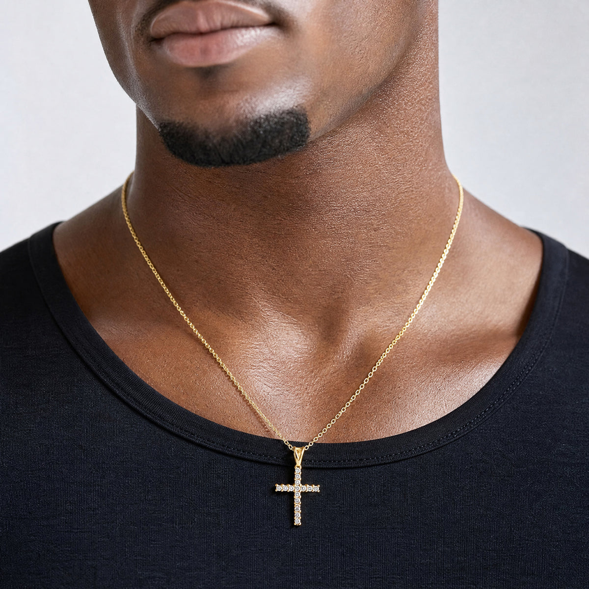 14k 1/6ct. Diamond Latin Cross Pendant - Model Shot