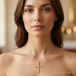 14k 1/4ct. Diamond Cross Pendant - Model Shot