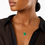 14k Created Emerald and Diamond Four Leaf Clover Pendant - Model Shot