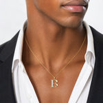 14k Diamond Letter B Initial Pendant - Model Shot