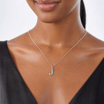 14K White Gold Diamond Letter J Initial Pendant - Model Shot
