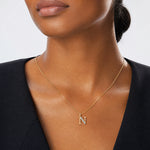 14k Diamond Letter N Initial Pendant - Model Shot