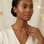 14k Polished Diamond Cross Chain Slide - Model Shot