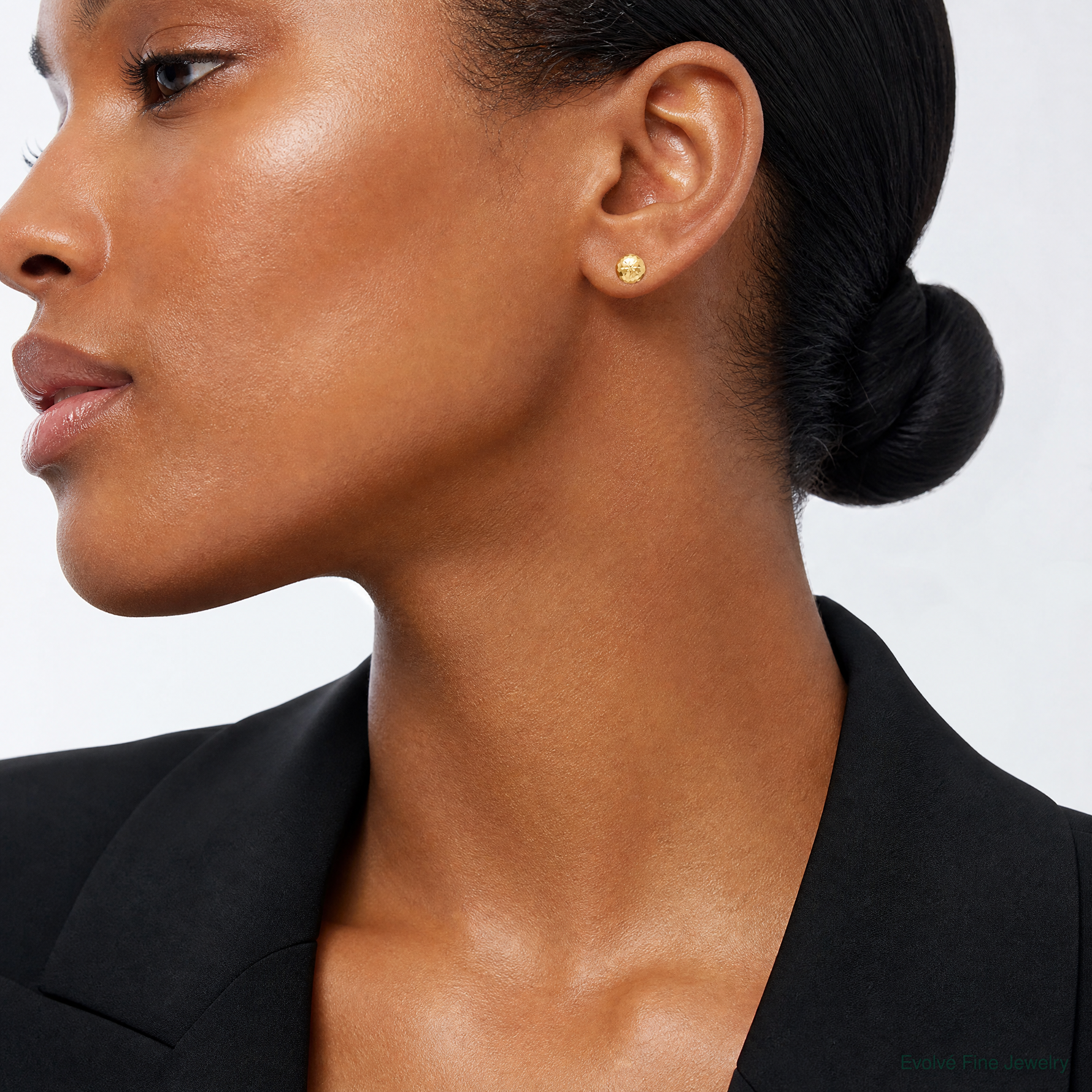 14k 9mm Diamond-cut Mirror Ball Post Earrings - Model Shot