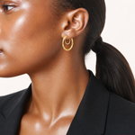 14K Twisted Non-pierced Hoop Earrings - Model Shot
