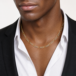 14k 6.5mm Semi-solid with Rhodium PavÃ© Figaro Chain - Model Shot