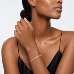 Sterling Silver Diamond Cut Slip-on Bangle - Model Shot