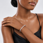 Sterling Silver Diamond Cut Patterned Slip-on Bangle - Model Shot