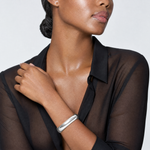 Sterling Silver Polished 15mm Domed Cuff Bangle - Model Shot