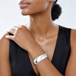 Sterling Silver Polished 25mm Domed Cuff Bangle - Model Shot