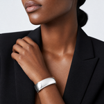 Sterling Silver Polished 30mm Domed Cuff Bangle - Model Shot
