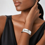 Sterling Silver Polished 20mm Concave Cuff Bangle - Model Shot