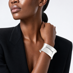 Sterling Silver Polished 30mm Concave Cuff Bangle - Model Shot