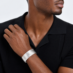 Sterling Silver 25mm Flat Hammered Cuff Bangle - Model Shot