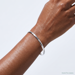 Sterling Silver 2.25mm Solid Polished Plain Slip-On Bangle Bracelet - Model Shot