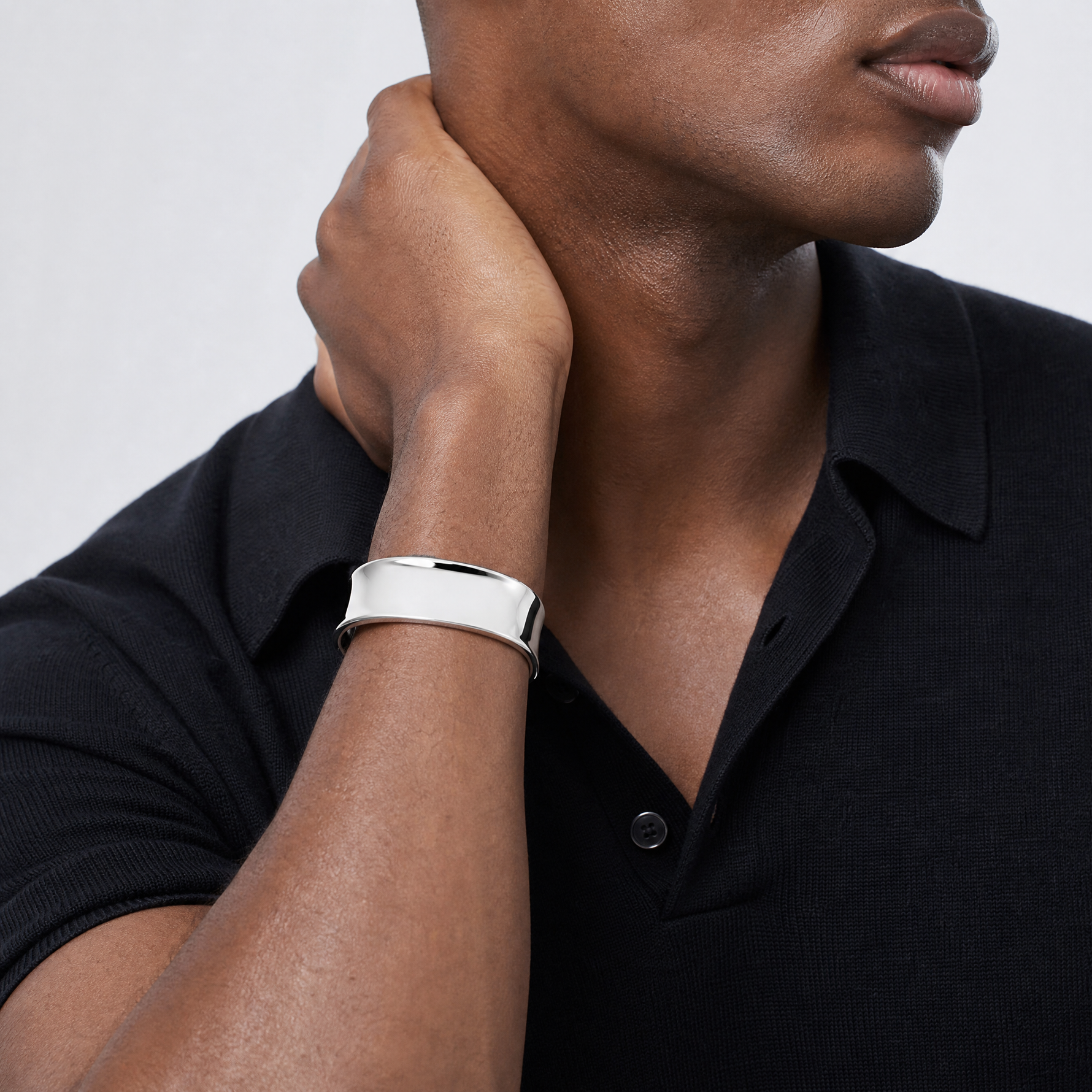 Sterling Silver 20mm Cuff Bangle Bracelet - Model Shot