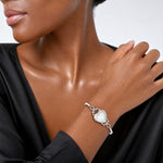 Sterling Silver 22mm Heart Locket Flexible Bangle Bracelet - Model Shot