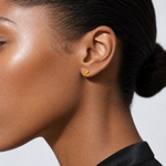 Sterling Silver Rhodium-plated 4mm Round Citrine Post Earrings - Model Shot