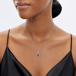 Sterling Silver Rhodium-plated Created Sapphire & Diam. Pendant - Model Shot
