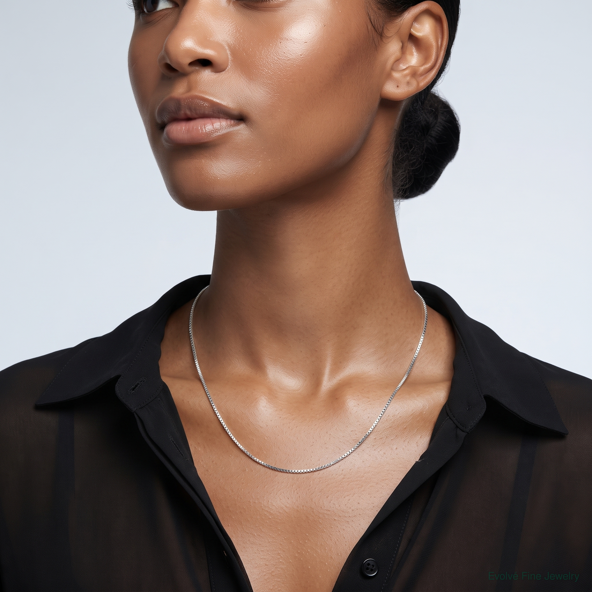 Sterling Silver .6mm Box Chain - Model Shot