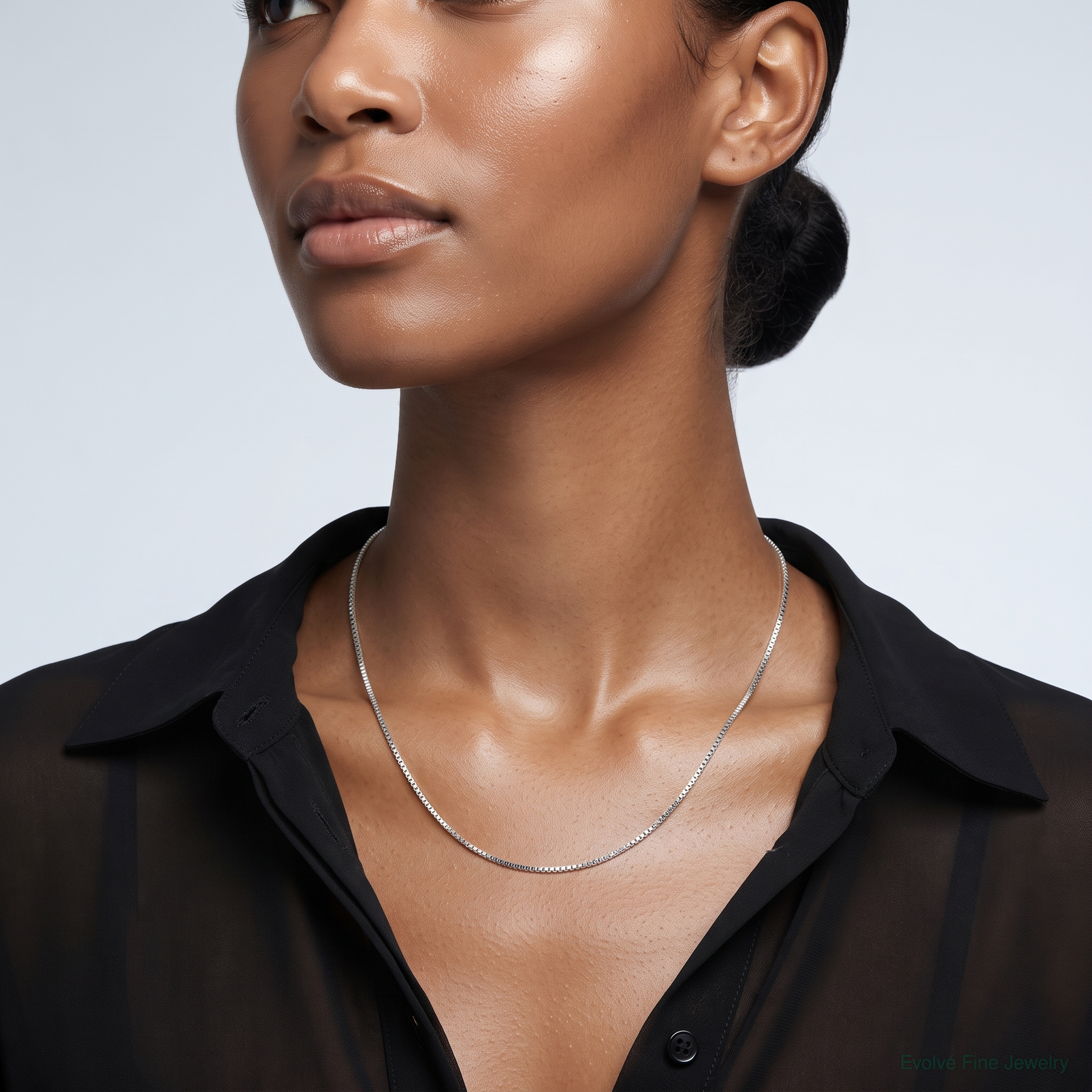 Sterling Silver .6mm Box Chain - Model Shot
