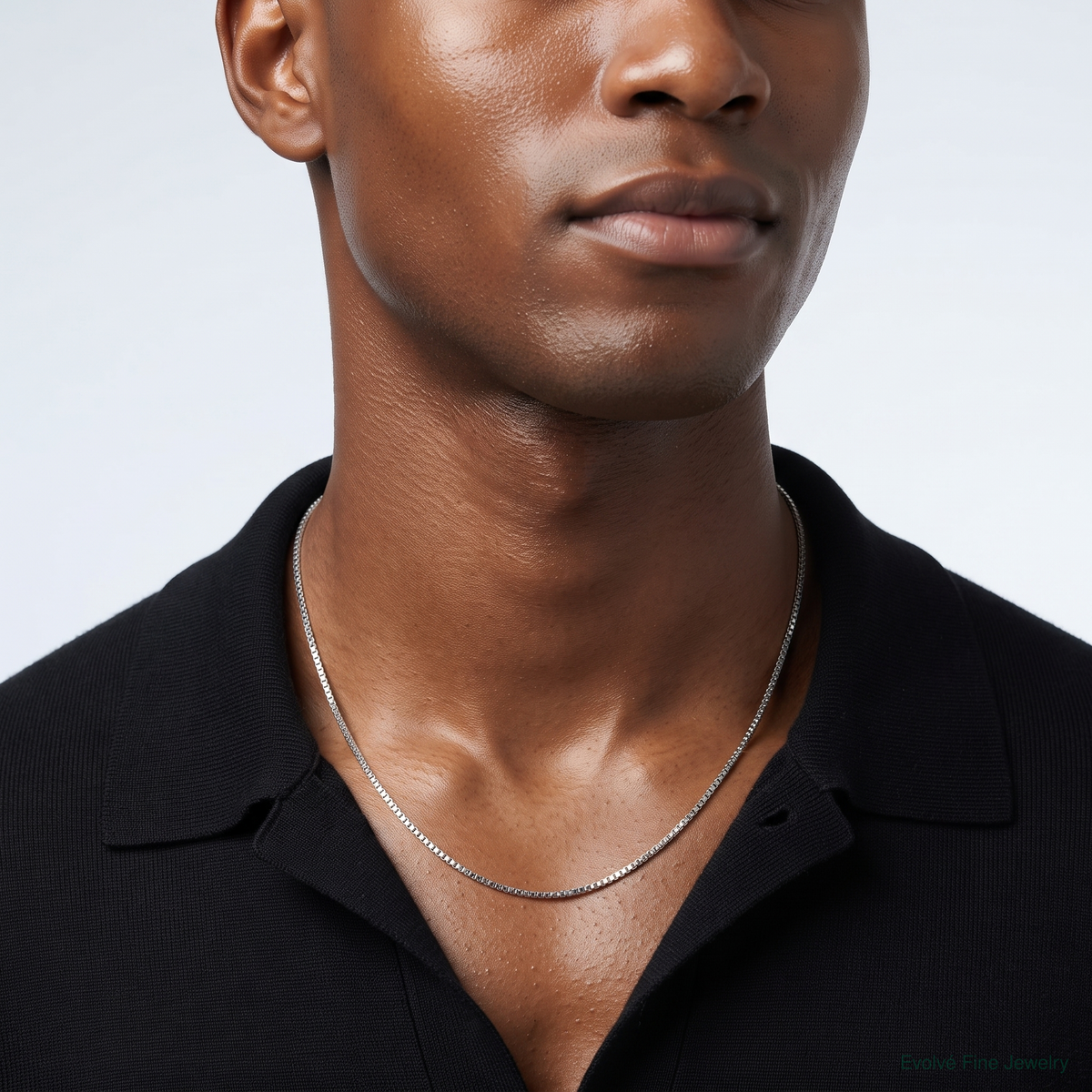 Sterling Silver Rhodium-plated .9mm Box Chain w/2in ext. - Model Shot