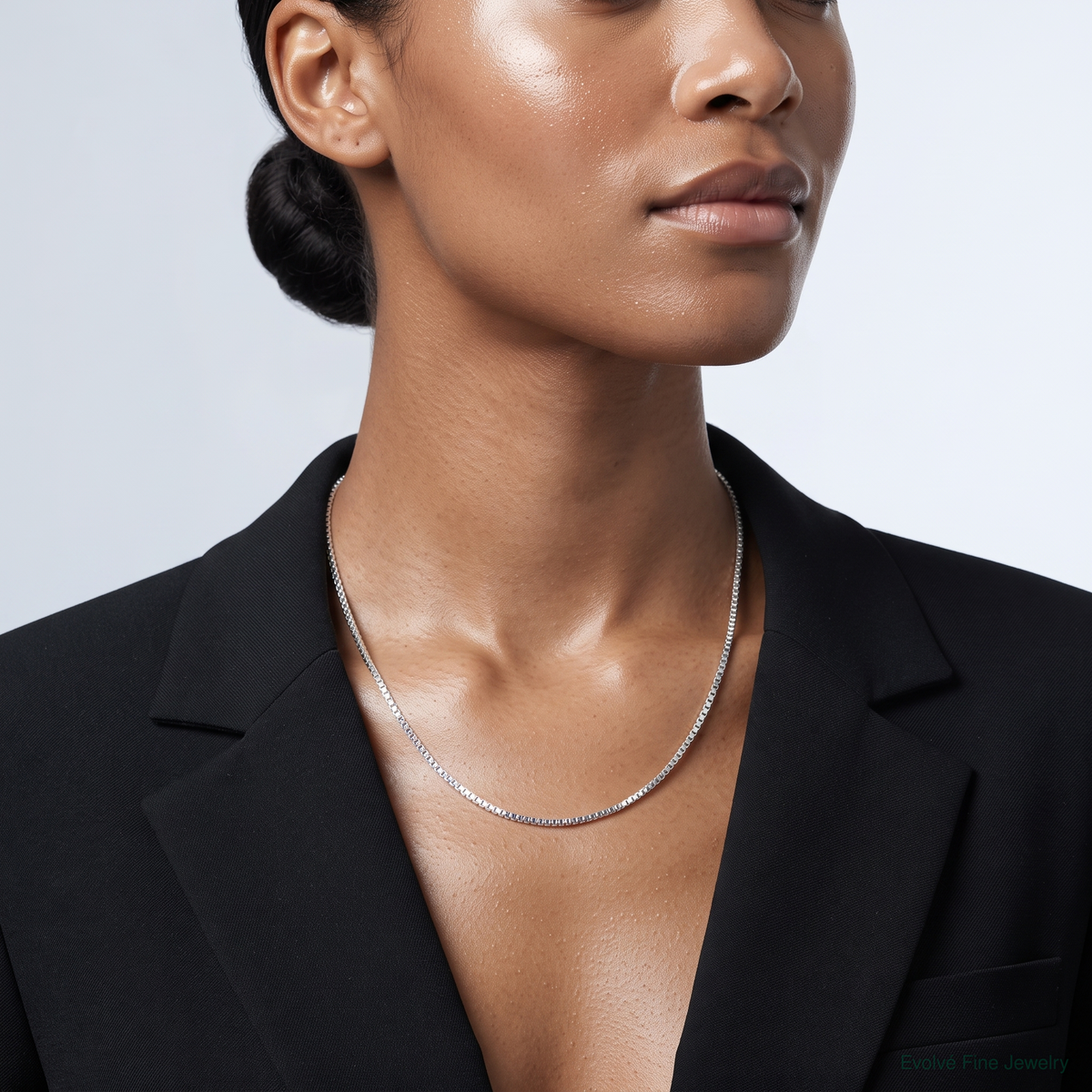 Sterling Silver 1.25mm Box Chain - Model Shot