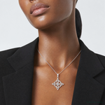 Sterling Silver Rhodium-plated Polished Celtic Eternity Knot Pendant - Model Shot