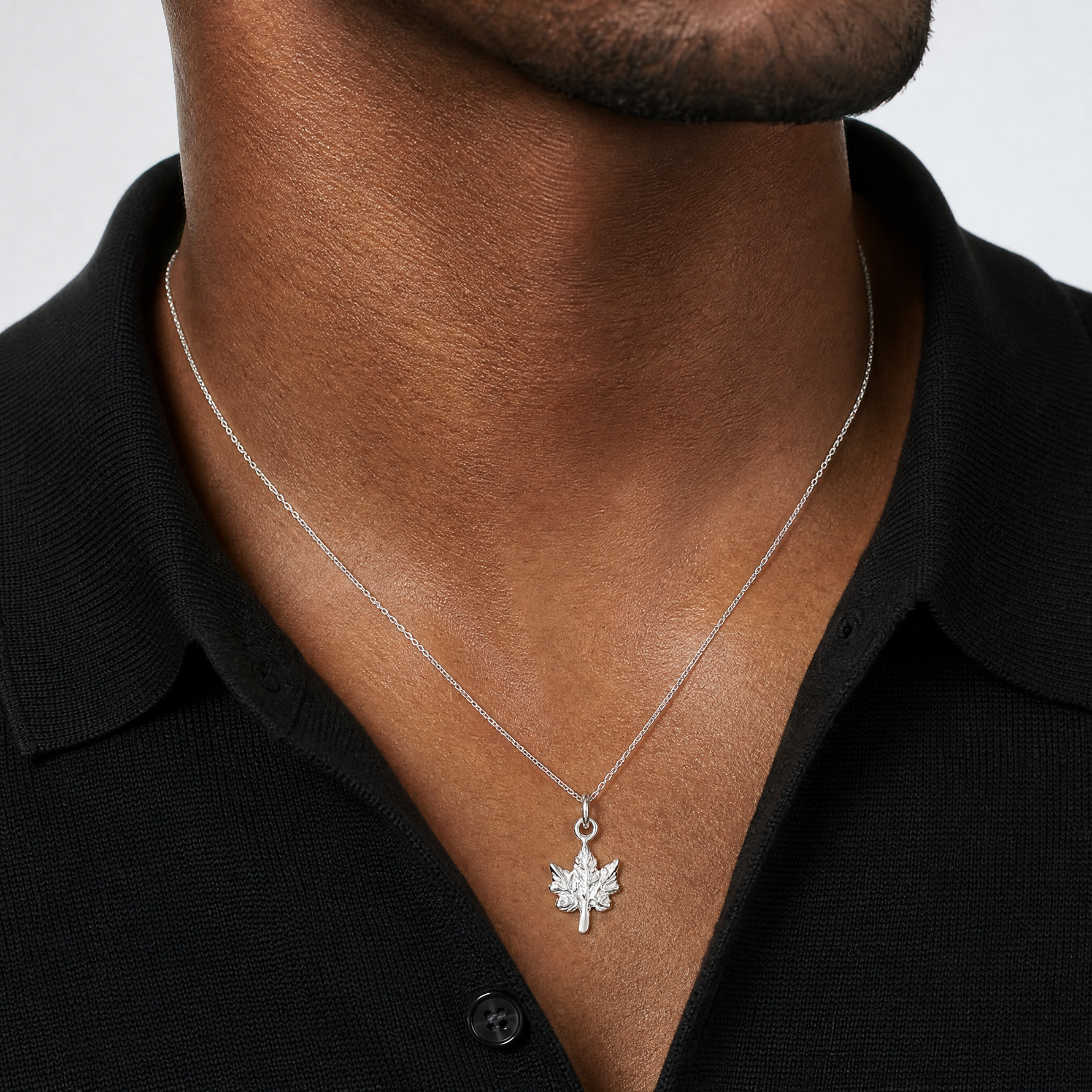 Sterling Silver Maple Leaf Charm - Model Shot