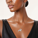 Sterling Silver Rhodium-plated Textured 3D Siberian Husky Pendant - Model Shot