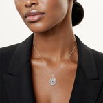 Sterling Silver Rhod-plated Polished Horse Head in Horseshoe Pendant - Model Shot
