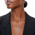 Sterling Silver Rhodium-plated Polished Big and Little Cats Pendant - Model Shot
