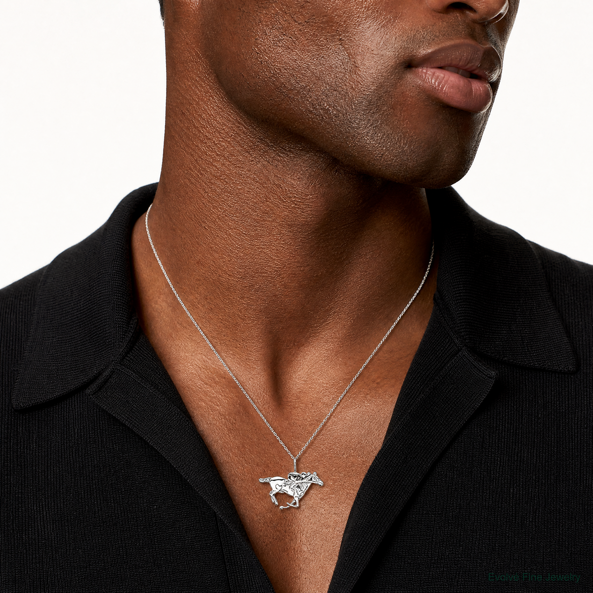Sterling Silver Race Horse Charm - Model Shot