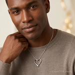 Sterling Silver Rhodium-plated Polished Large Floating Heart Pendant - Model Shot